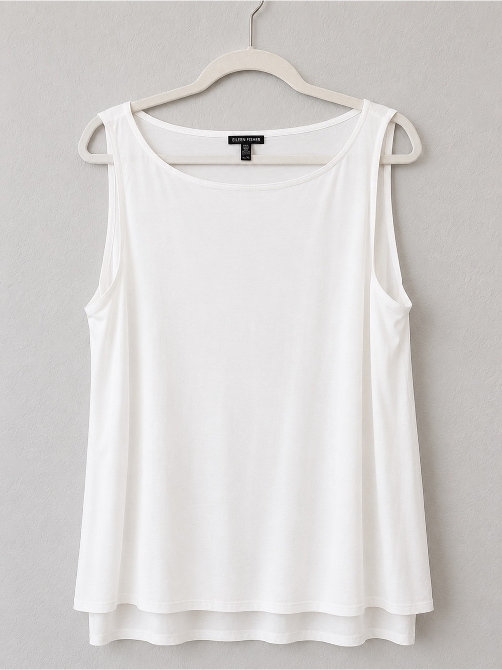 Eileen Fisher White Stretch Jersey Sleeveless Shell Tank Top XL Layering Basic